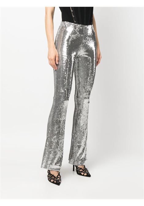 Silver high-waisted flared sequinned trousers - women PHILOSOPHY DI LORENZO SERAFINI | A031157250600